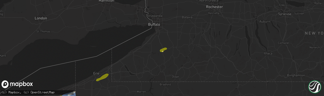 Hail map in Springville, NY on October 6, 2024