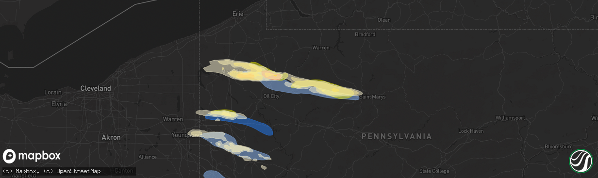 Hail map in Tionesta, PA on October 6, 2024