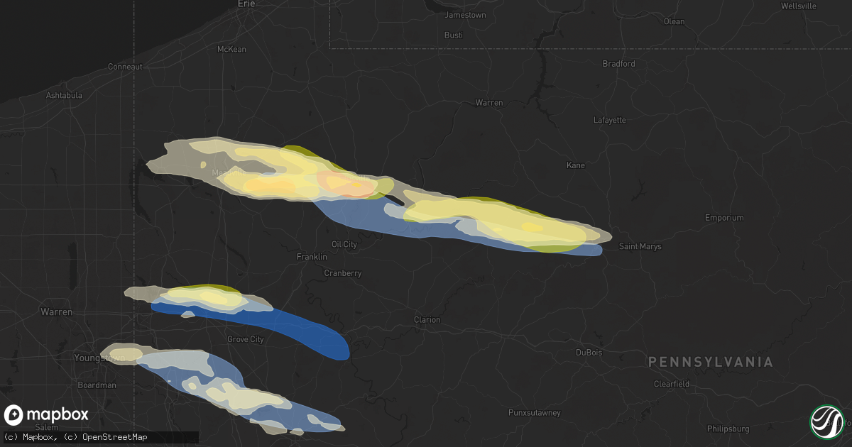 Hail map in Tionesta, PA on October 6, 2024