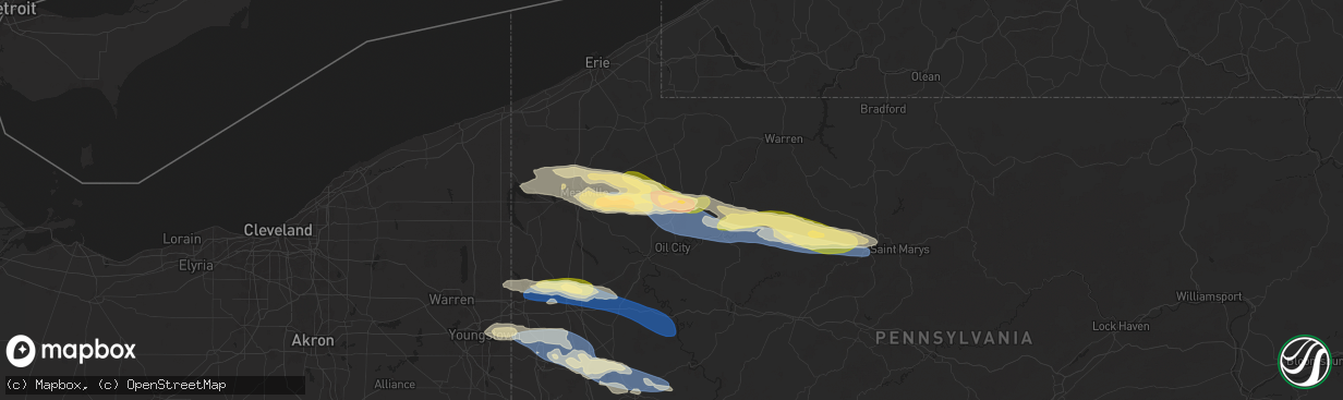 Hail map in Titusville, PA on October 6, 2024