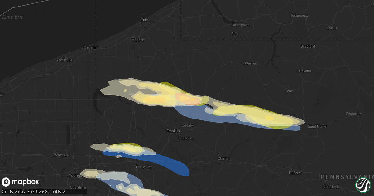 Hail map in Titusville, PA on October 6, 2024
