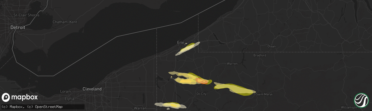 Hail map in Waterford, PA on October 6, 2024