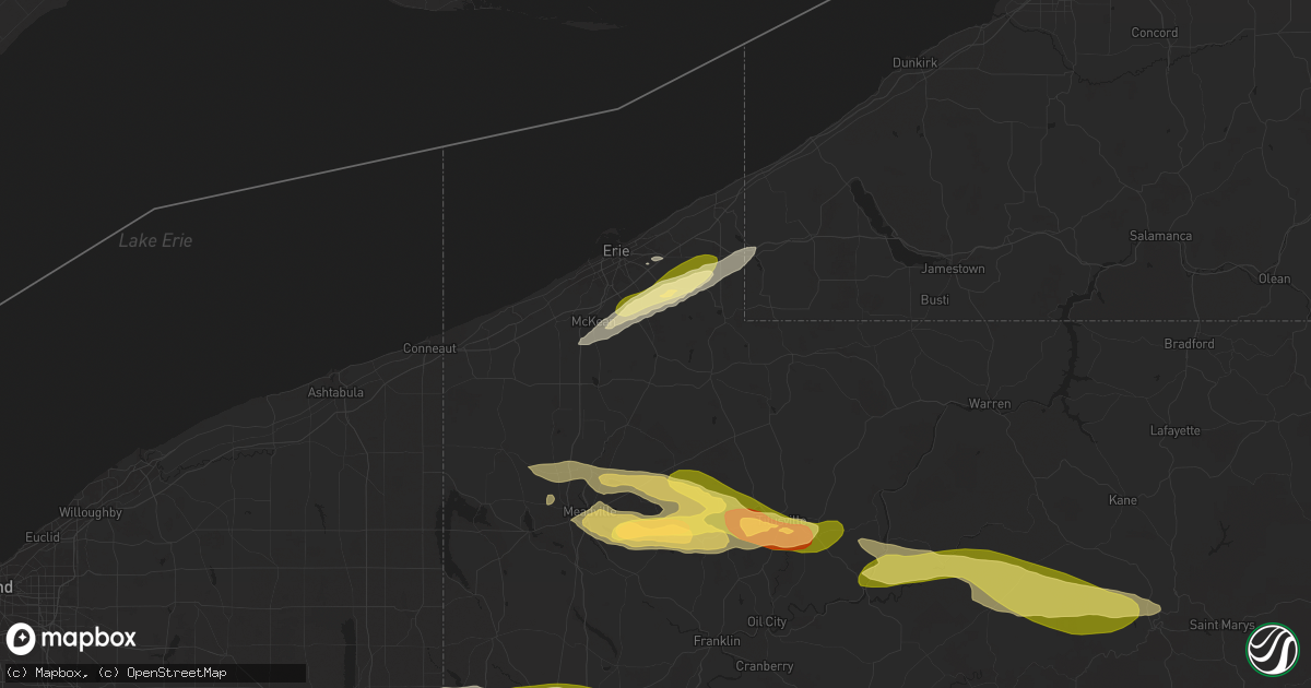 Hail map in Waterford, PA on October 6, 2024