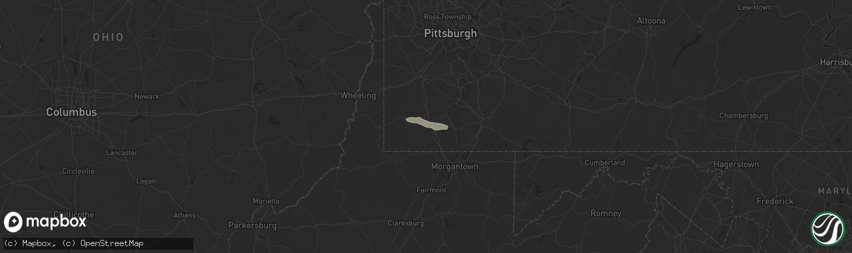 Hail map in Waynesburg, PA on October 6, 2024