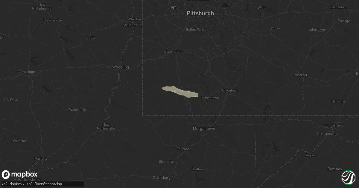 Hail map in Waynesburg, PA on October 6, 2024