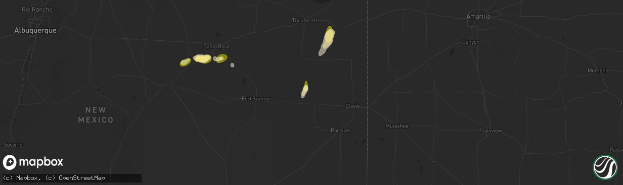 Hail map in Melrose, NM on October 6, 2025