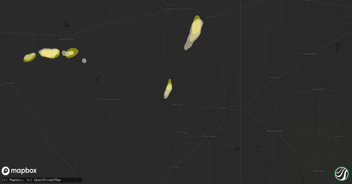 Hail map in Melrose, NM on October 6, 2025
