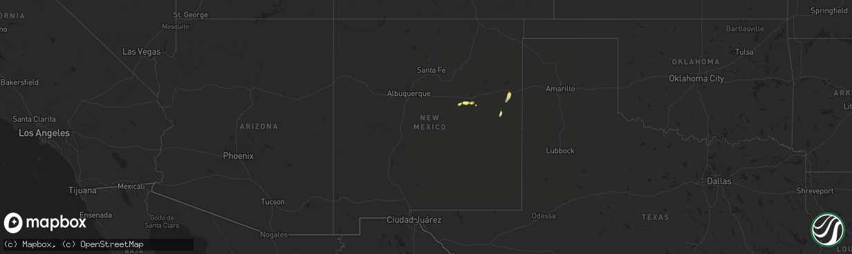 Hail map in New Mexico on October 6, 2025
