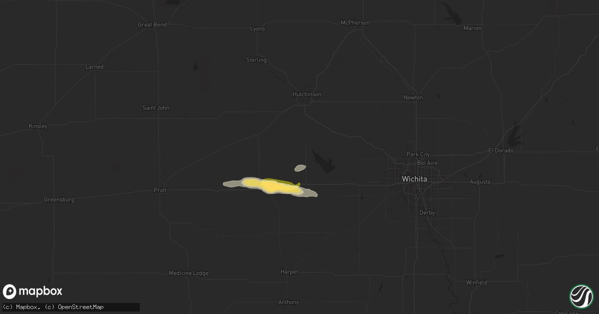 Hail map in Pretty Prairie, KS on October 6, 2025
