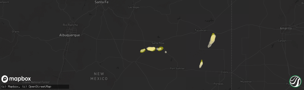 Hail map in Santa Rosa, NM on October 6, 2025