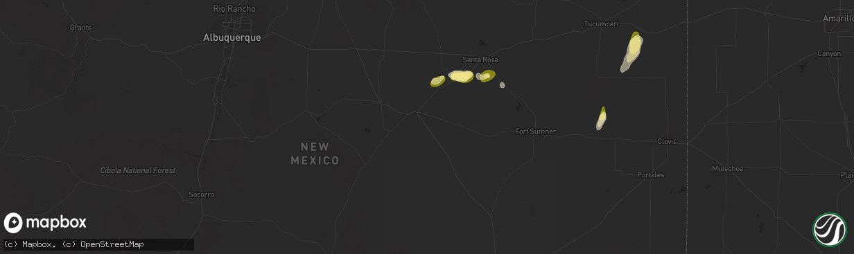 Hail map in Vaughn, NM on October 6, 2025