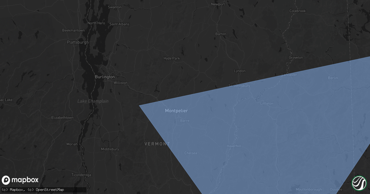 Hail map in Adamant, VT on October 6, 2026