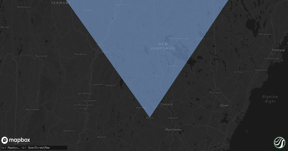 Hail map in Andover, NH on October 6, 2026