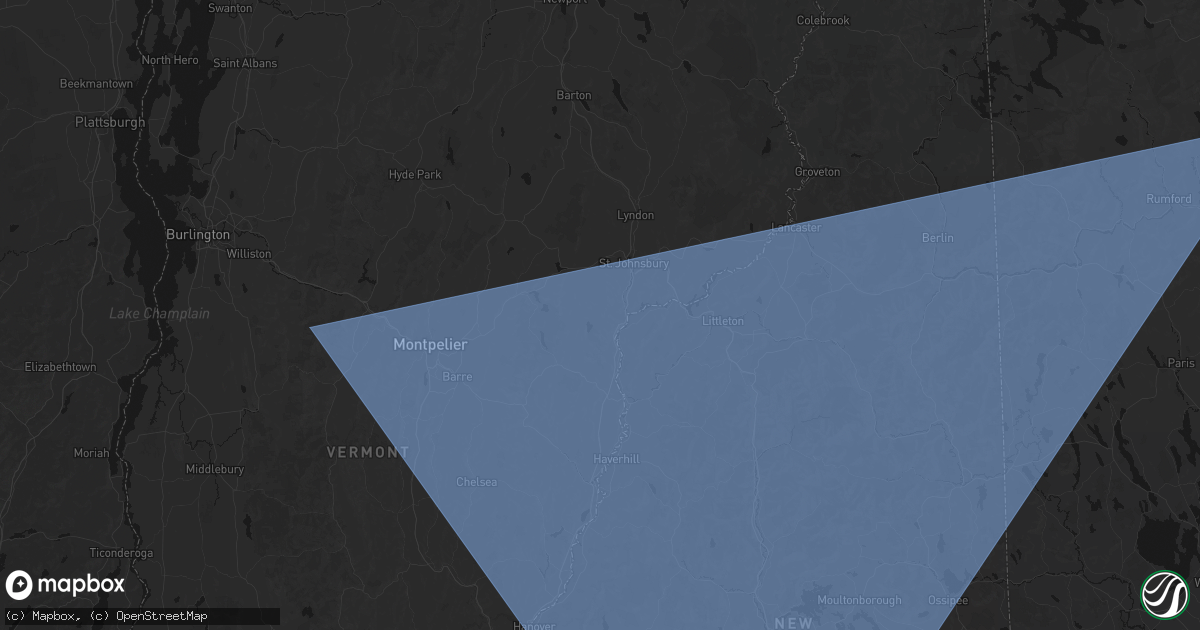 Hail map in Barnet, VT on October 6, 2026