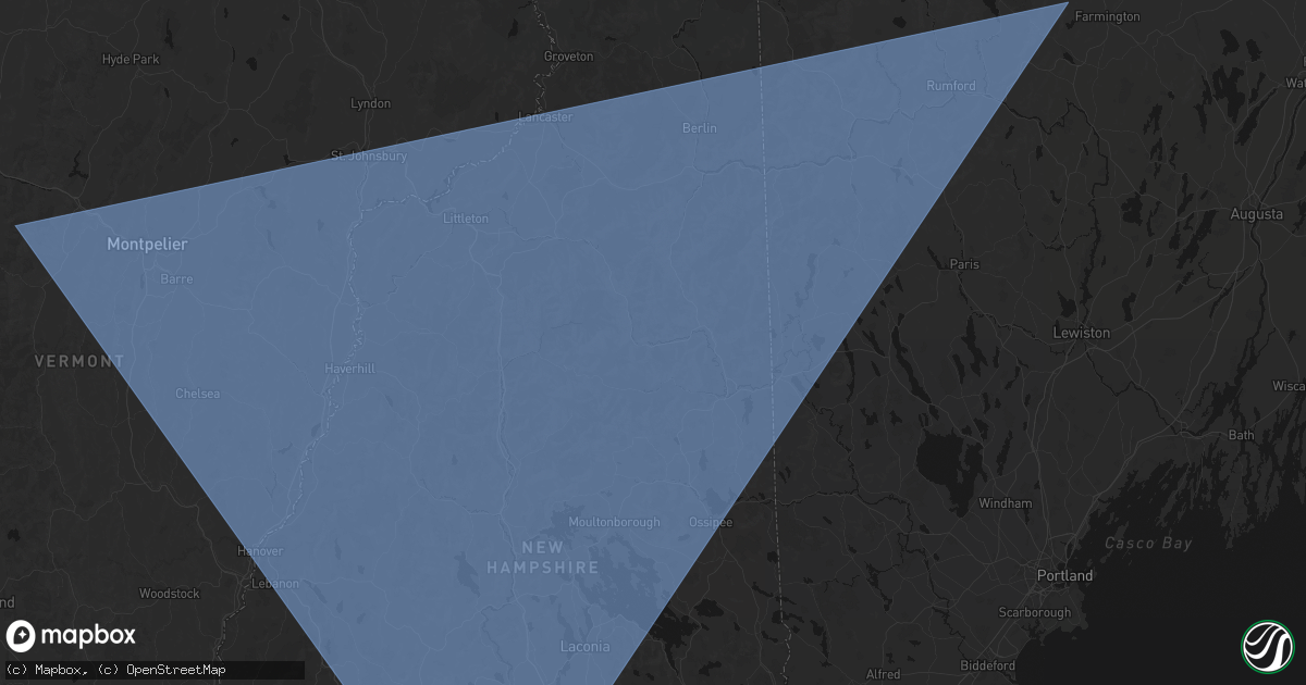 Hail map in Bartlett, NH on October 6, 2026
