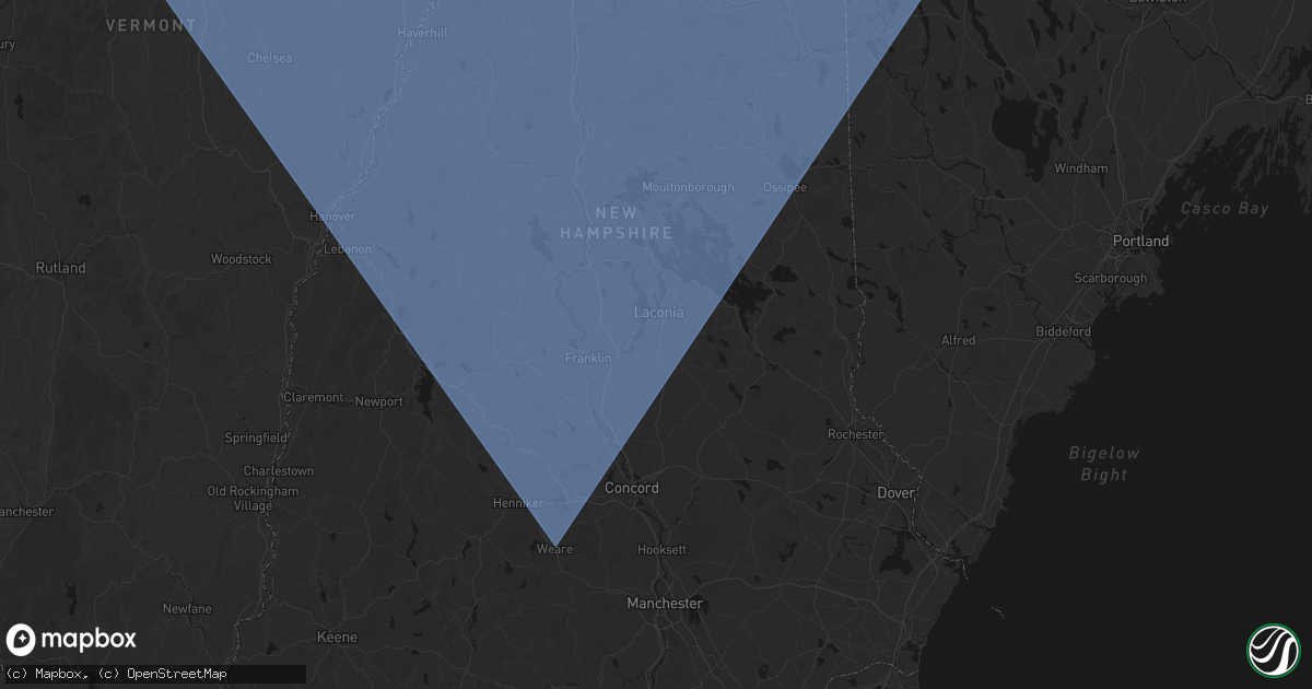 Hail map in Belmont, NH on October 6, 2026