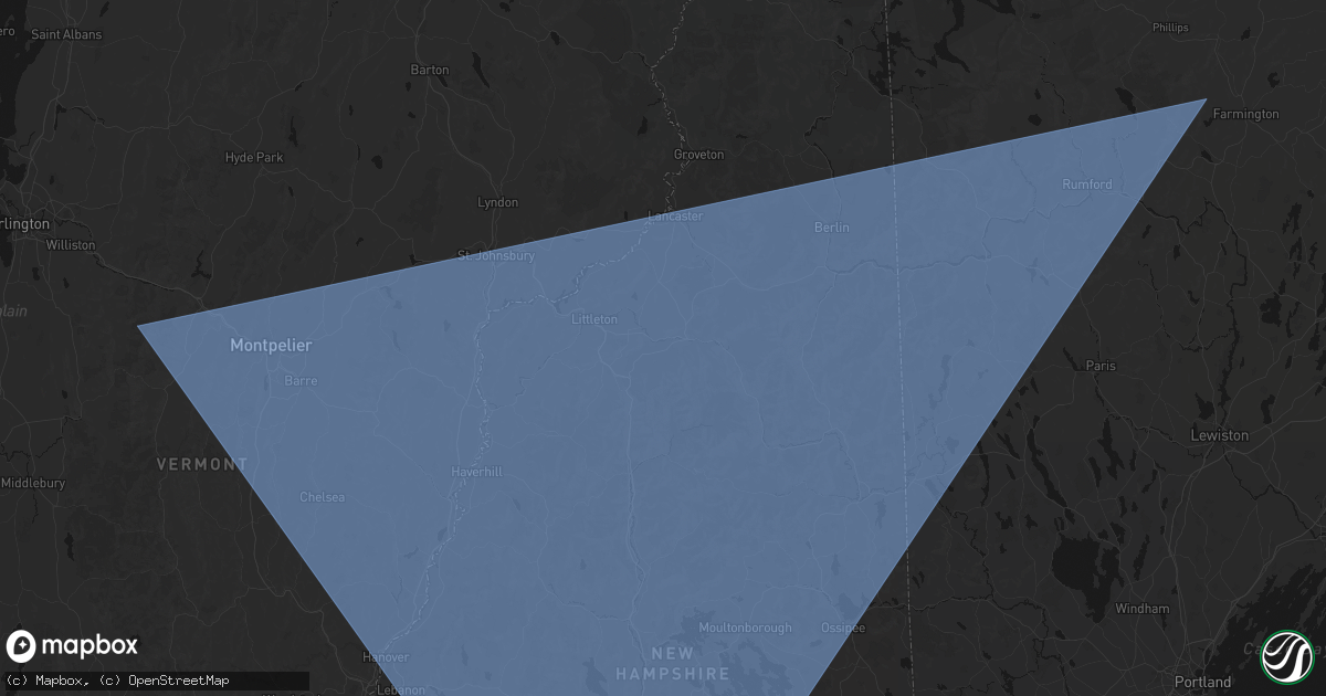 Hail map in Bethlehem, NH on October 6, 2026