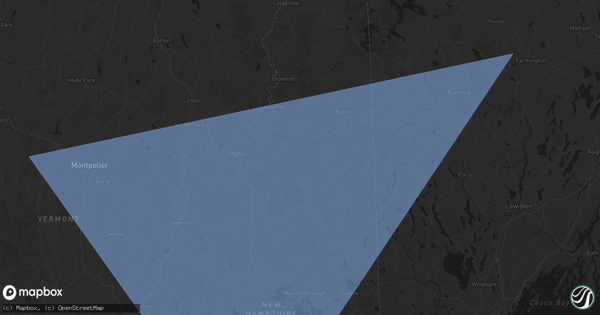 Hail map in Bretton Woods, NH on October 6, 2026