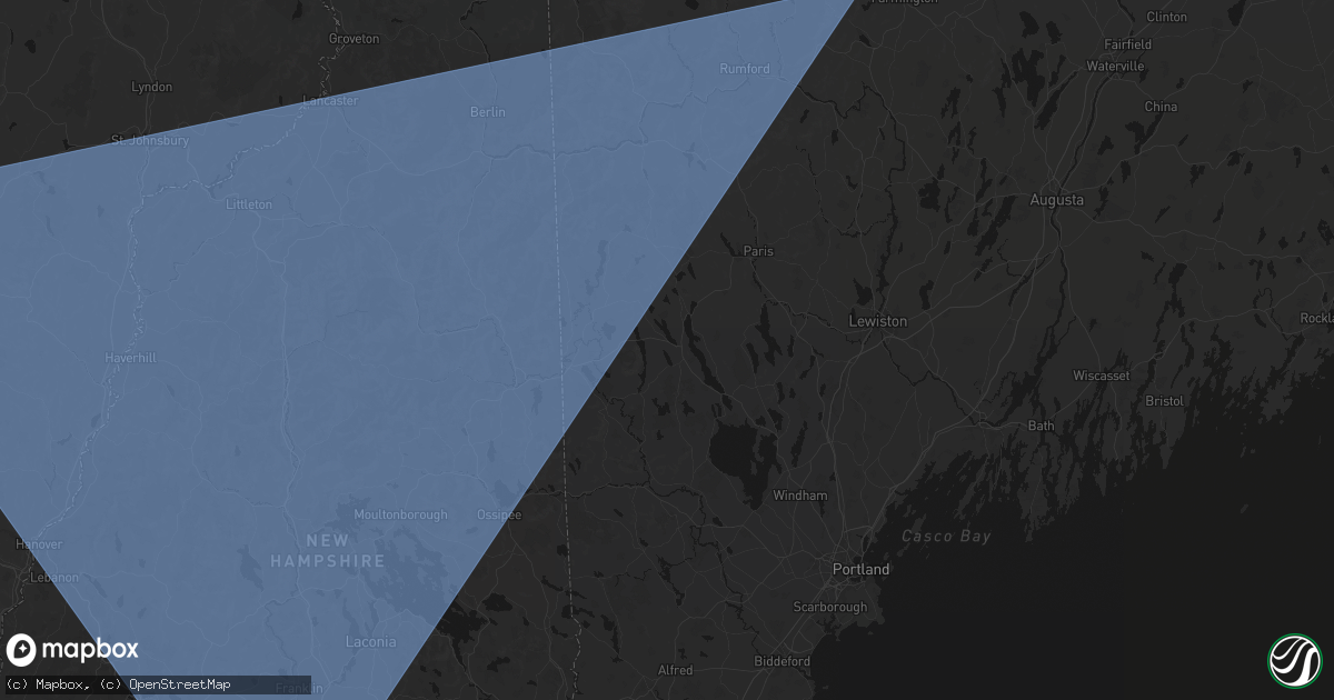 Hail map in Bridgton, ME on October 6, 2026