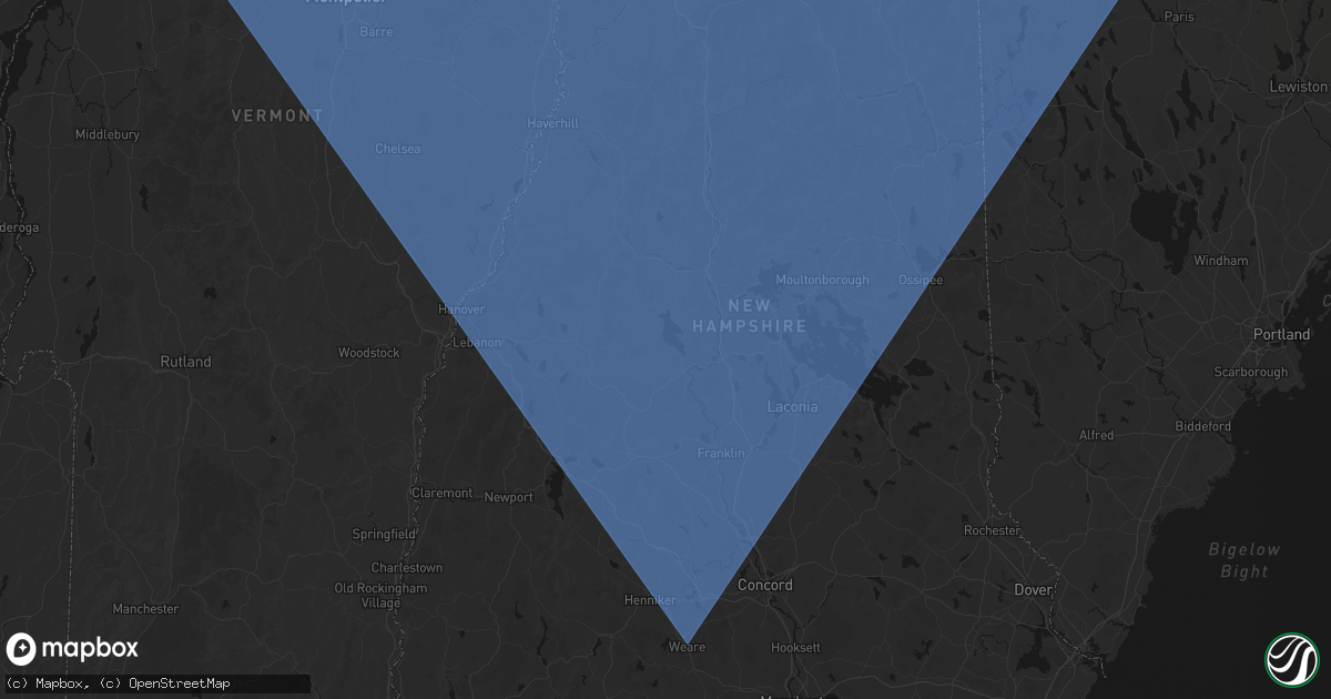 Hail map in Bristol, NH on October 6, 2026