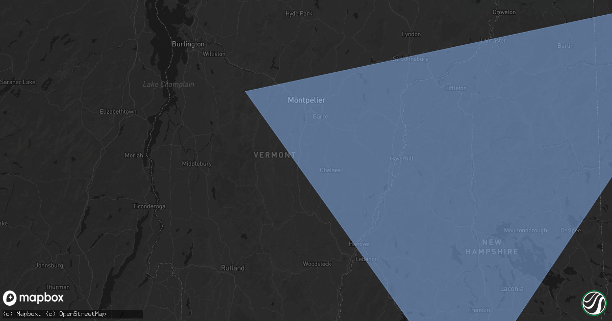 Hail map in Brookfield, VT on October 6, 2026