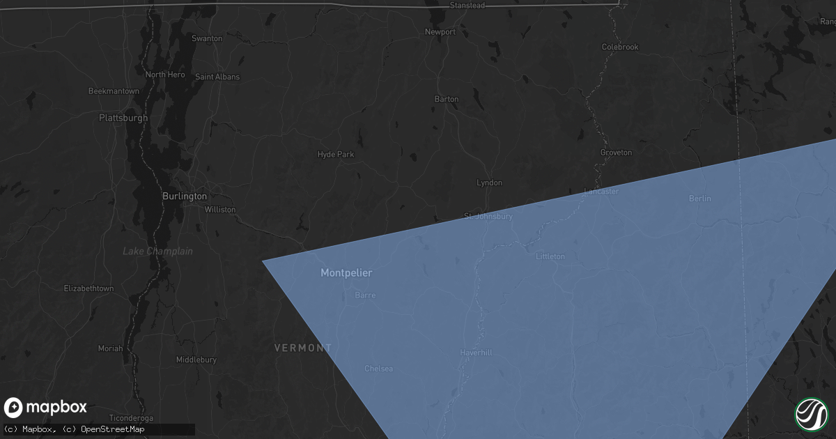 Hail map in Cabot, VT on October 6, 2026