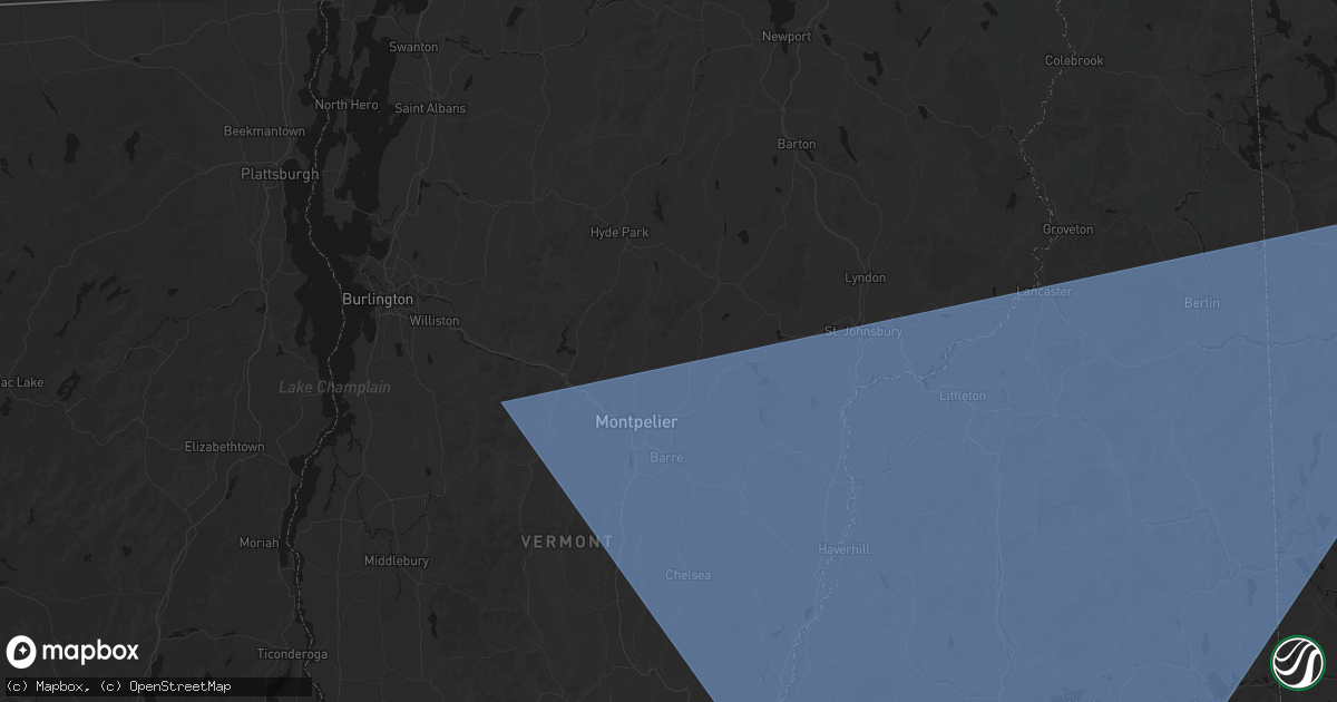 Hail map in Calais, VT on October 6, 2026