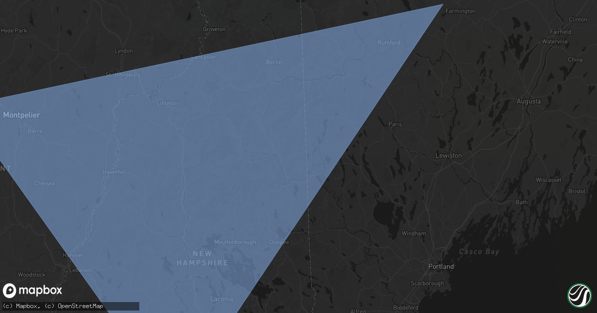 Hail map in Center Conway, NH on October 6, 2026