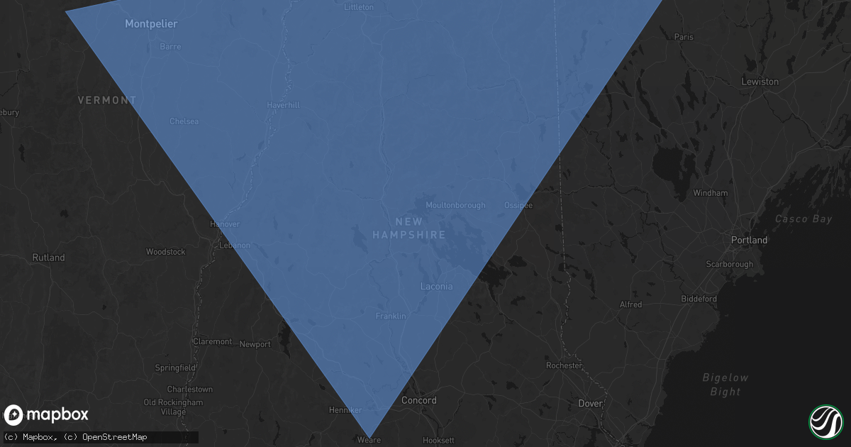 Hail map in Center Harbor, NH on October 6, 2026