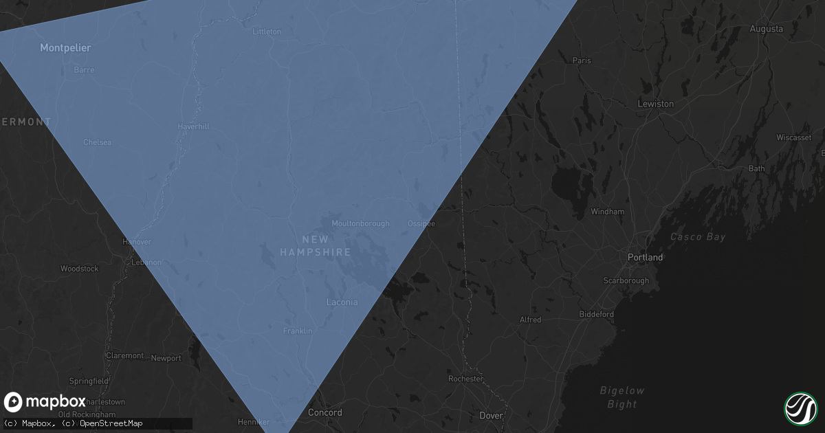 Hail map in Center Ossipee, NH on October 6, 2026