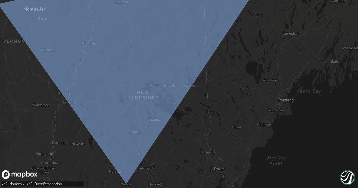 Hail map in Center Tuftonboro, NH on October 6, 2026