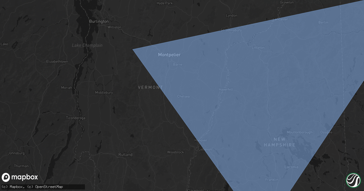 Hail map in Chelsea, VT on October 6, 2026