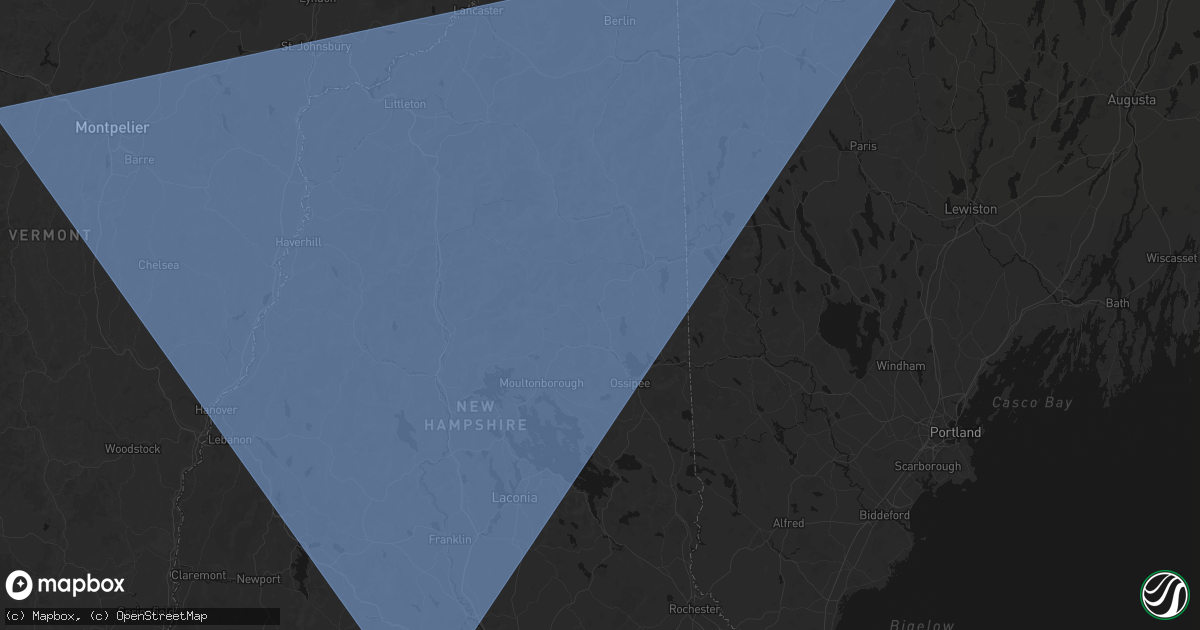 Hail map in Chocorua, NH on October 6, 2026