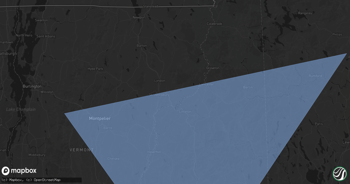 Hail map in Concord, VT on October 6, 2026