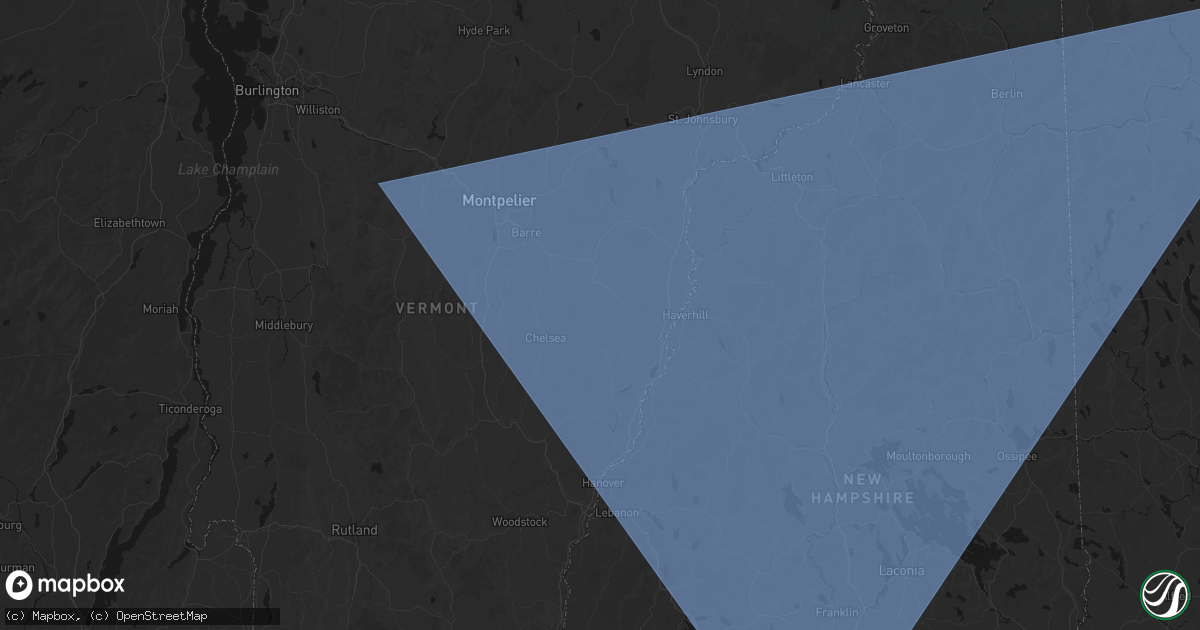 Hail map in Corinth, VT on October 6, 2026