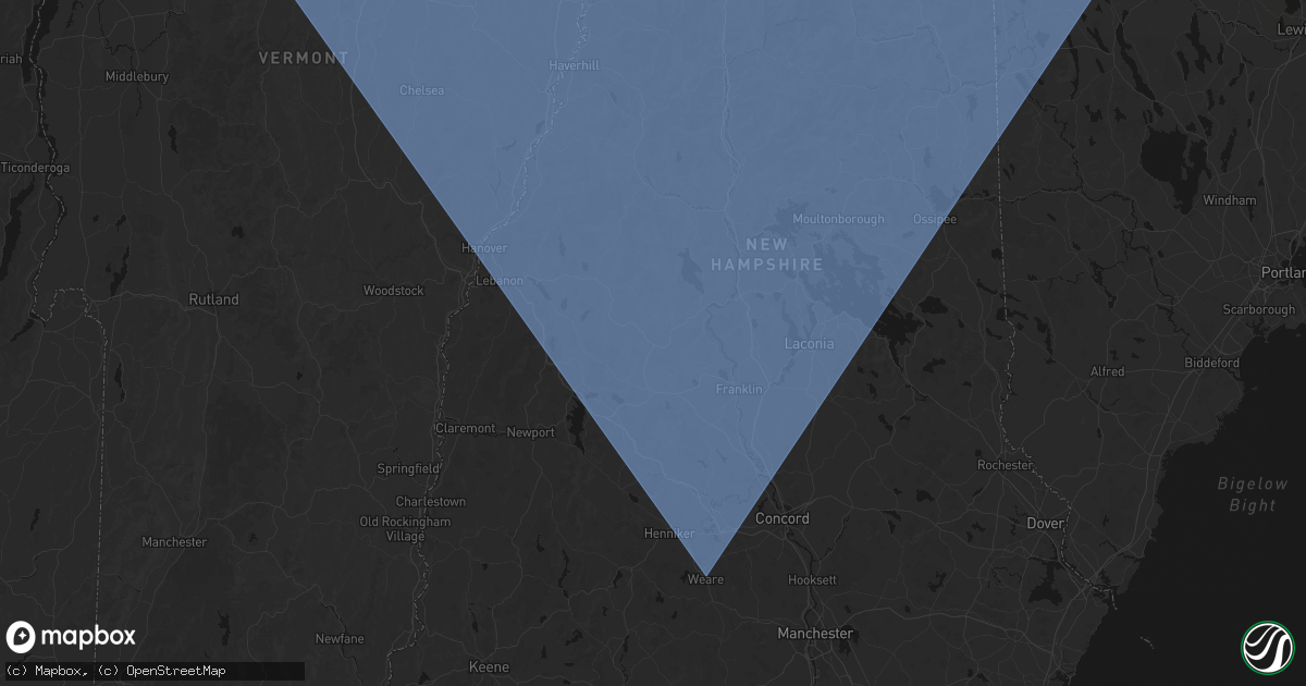 Hail map in Danbury, NH on October 6, 2026