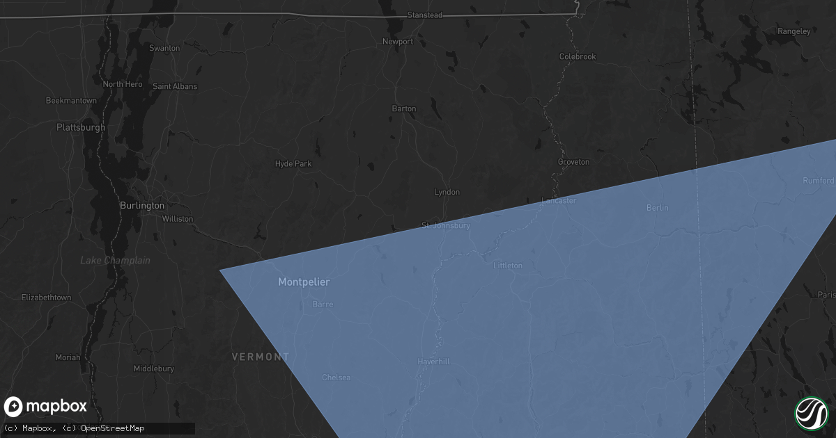 Hail map in Danville, VT on October 6, 2026