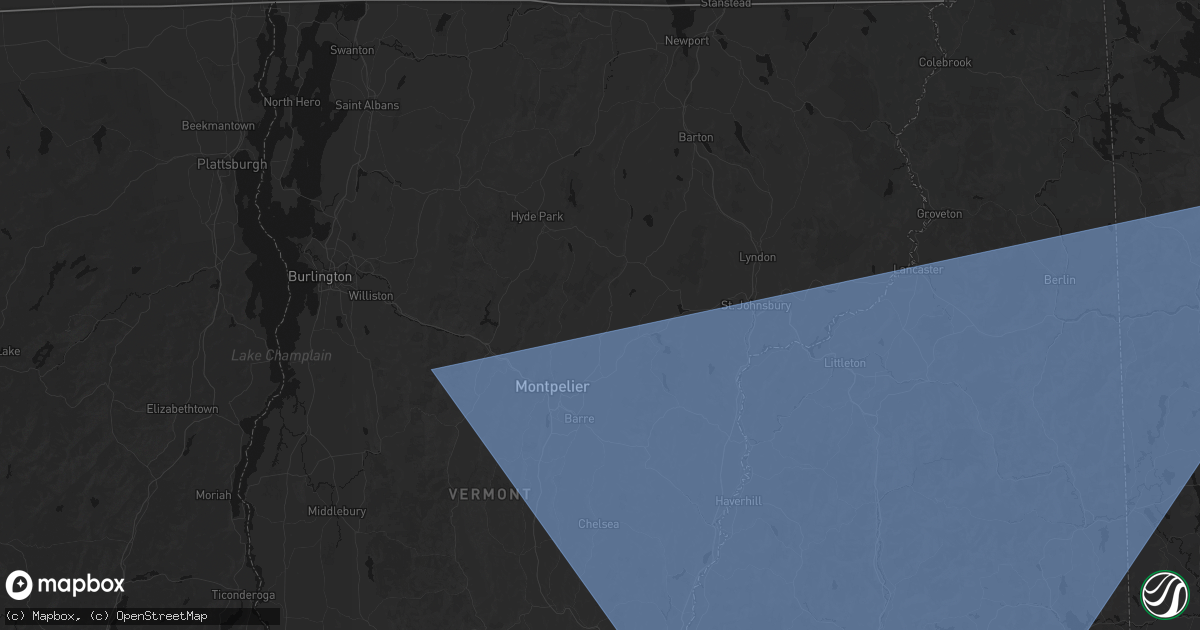 Hail map in East Calais, VT on October 6, 2026