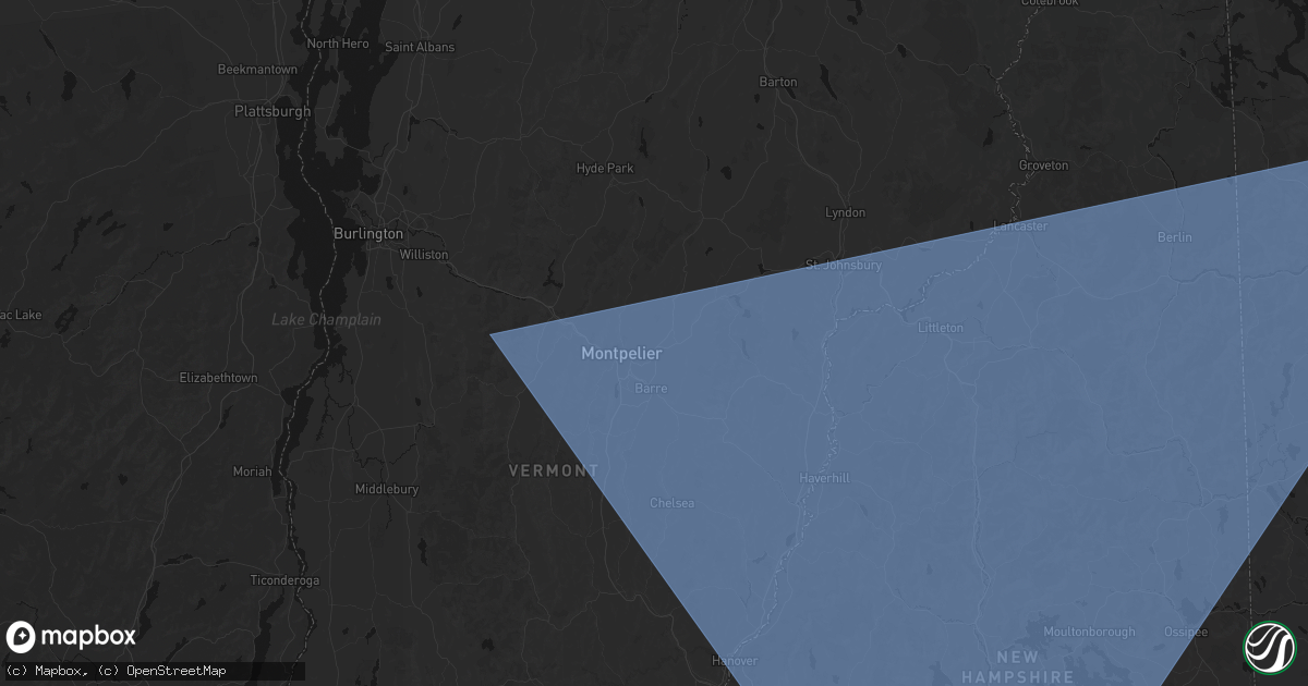 Hail map in East Montpelier, VT on October 6, 2026