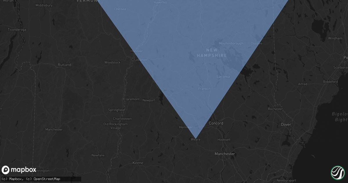 Hail map in Elkins, NH on October 6, 2026