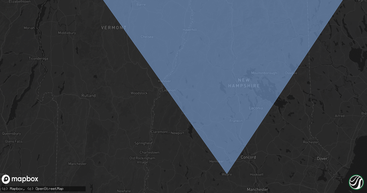 Hail map in Enfield, NH on October 6, 2026