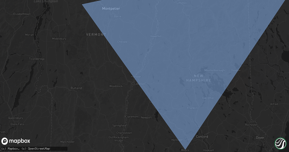 Hail map in Etna, NH on October 6, 2026