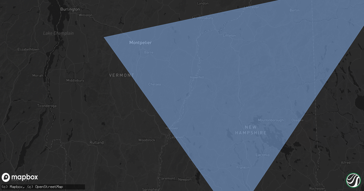 Hail map in Fairlee, VT on October 6, 2026