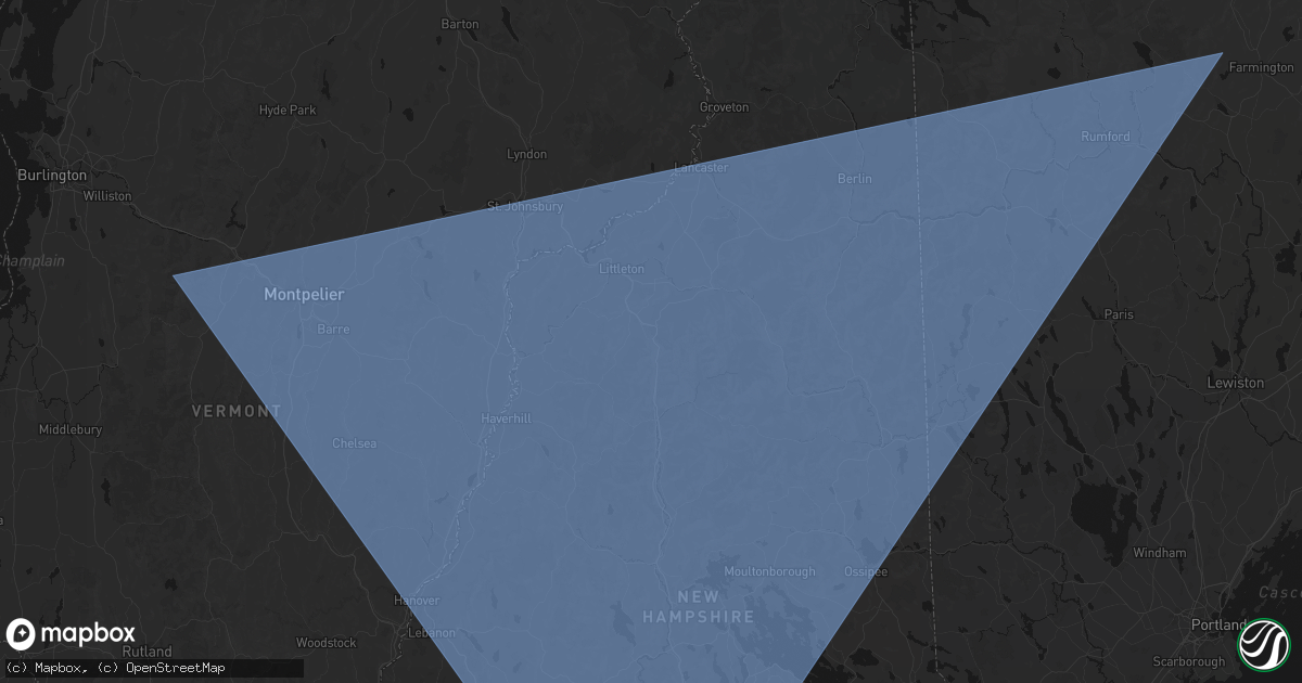 Hail map in Franconia, NH on October 6, 2026