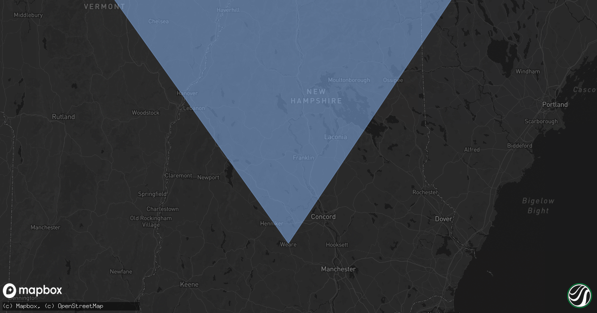 Hail map in Franklin, NH on October 6, 2026