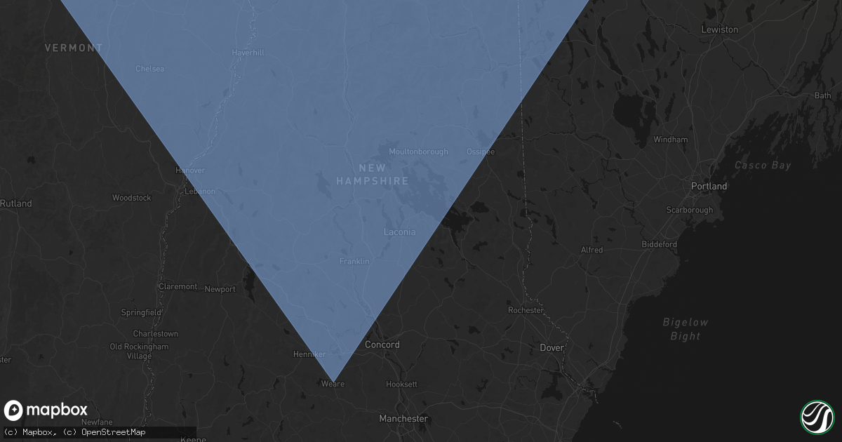 Hail map in Gilford, NH on October 6, 2026