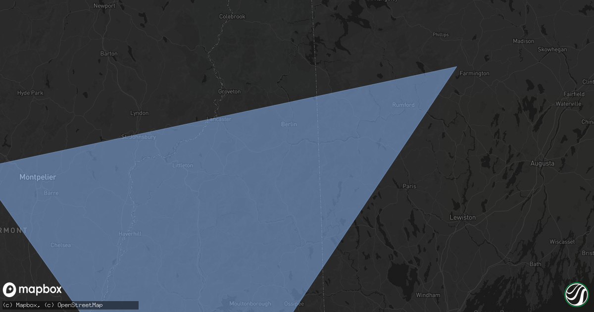 Hail map in Gorham, NH on October 6, 2026