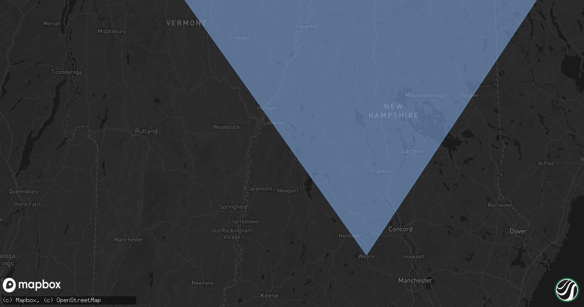 Hail map in Grantham, NH on October 6, 2026