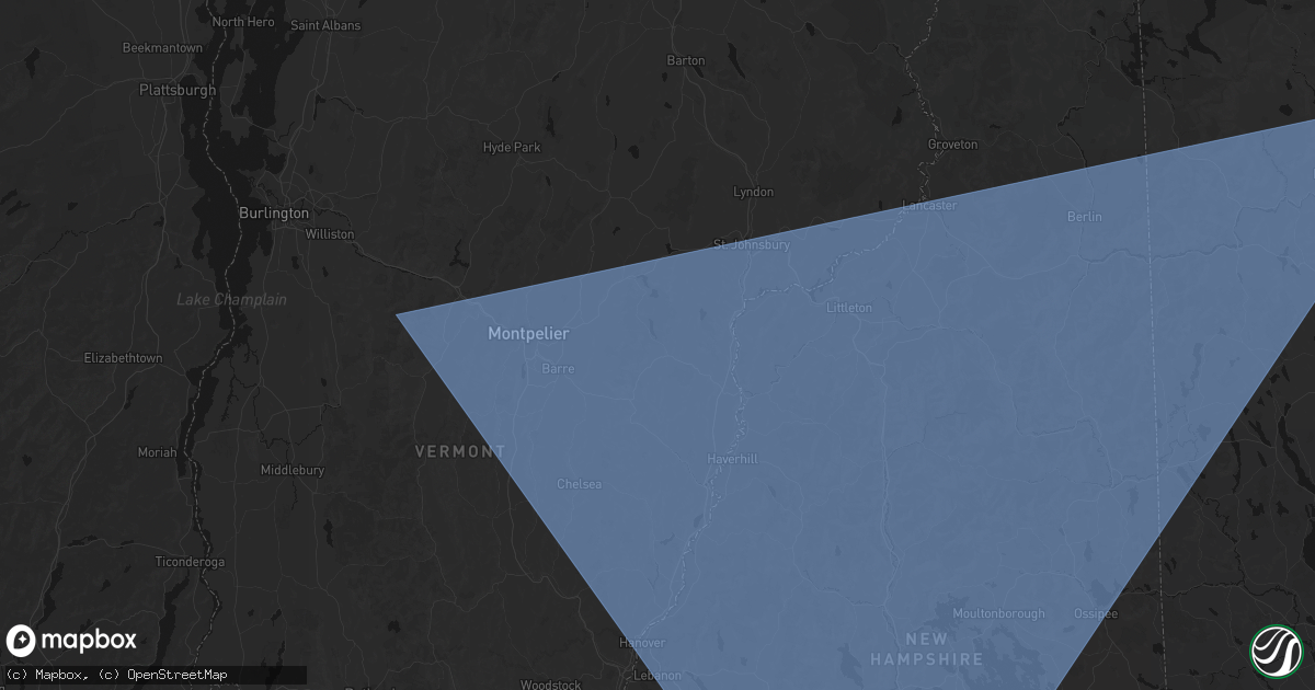Hail map in Groton, VT on October 6, 2026