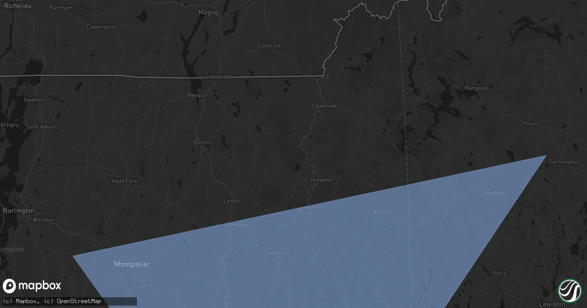 Hail map in Guildhall, VT on October 6, 2026